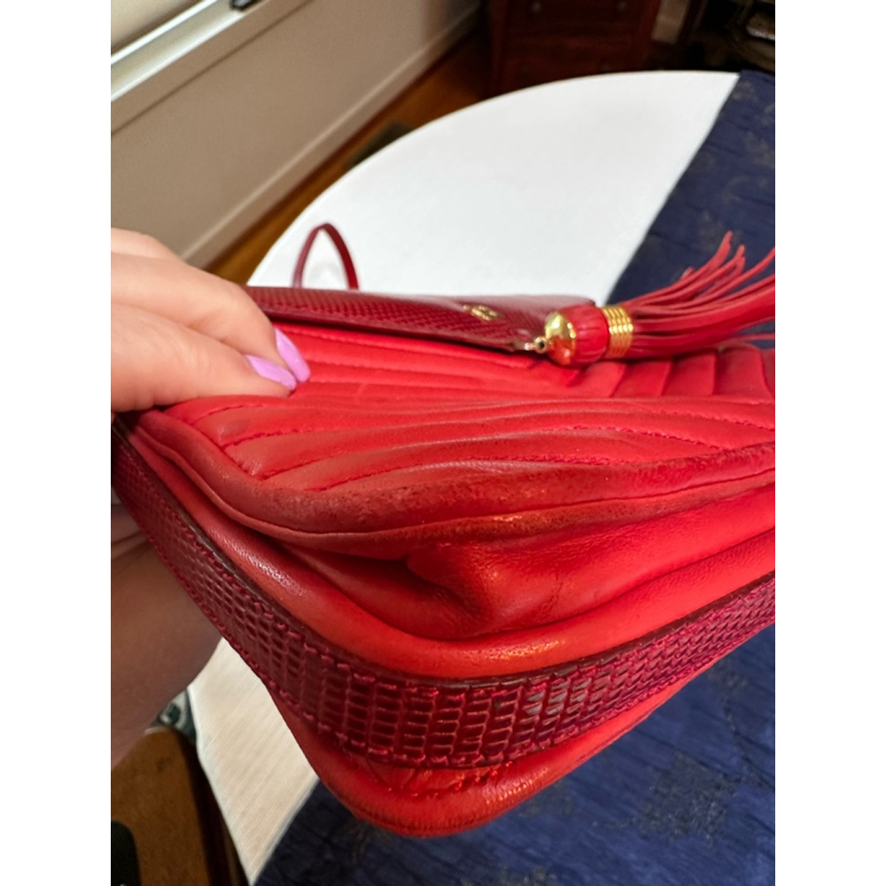 Bally Red Leather & Lizard Crossbody Bag - Picture 11 of 16